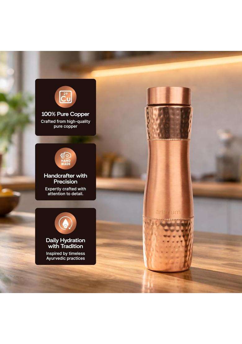 Artarium Hammered Copper Water Bottle Combo | 1 L | 1.1 Qt - Indya