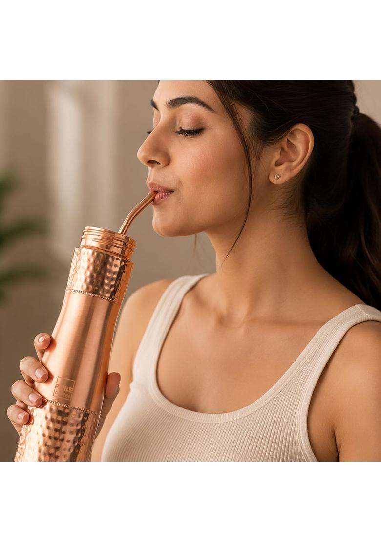 Artarium Hammered Copper Water Bottle Combo | 1 L | 1.1 Qt - Indya