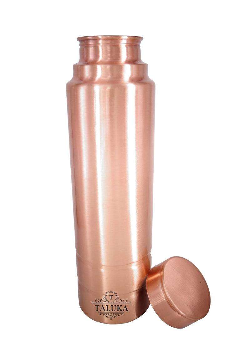 Taluka Handmade Copper Leak Proof Joint Free Water Bottle for Travelling Health | 1000 ml | 33.8 fl oz - Indya