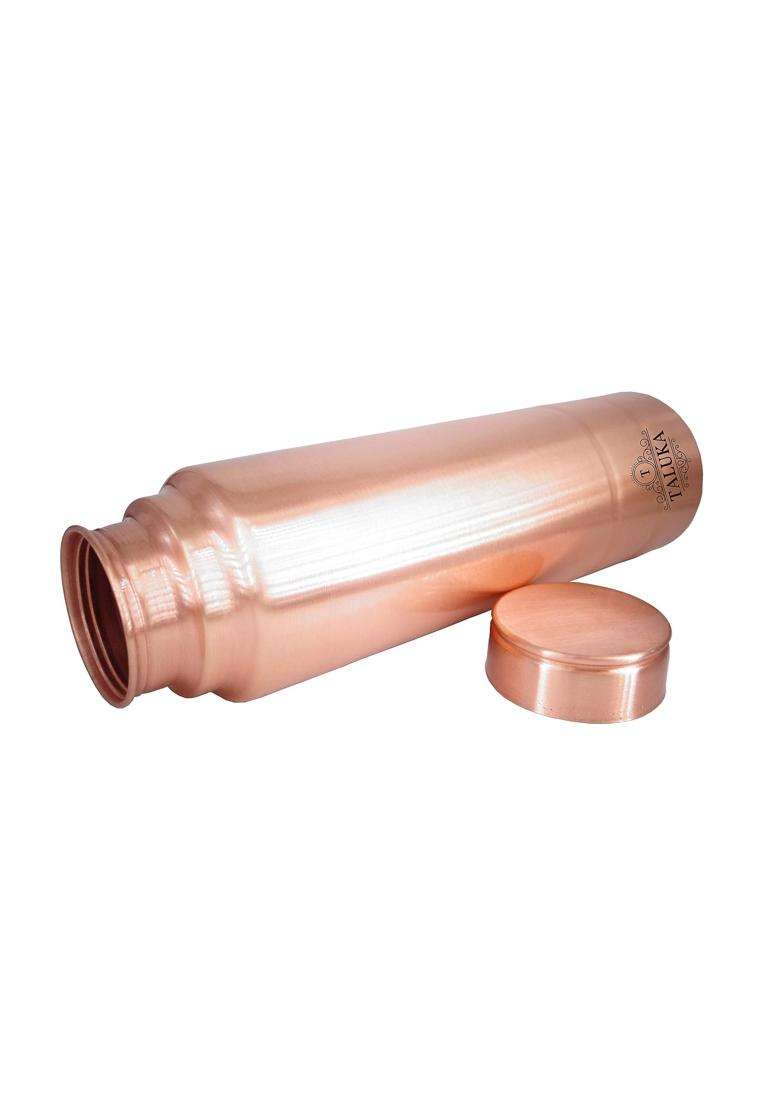 Taluka Handmade Copper Leak Proof Joint Free Water Bottle for Travelling Health | 1000 ml | 33.8 fl oz - Indya