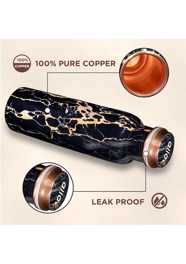 Allo Pure Copper Water Bottle Copper Bottle | 1 L | 1.1 Qt | Leak Proof - Indya