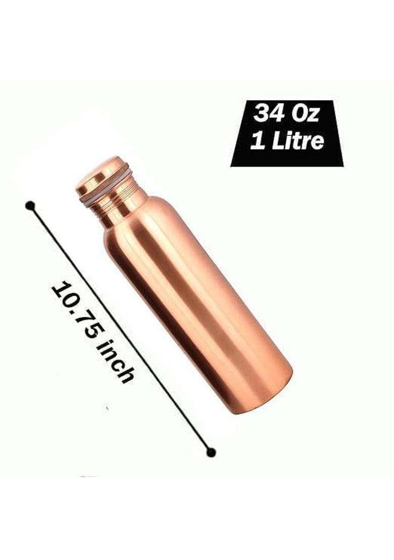 SHIFA CRAFT 100 Copper Water Bottle Leak Proof for Dining | 1 L | 1.1 Qt - Indya