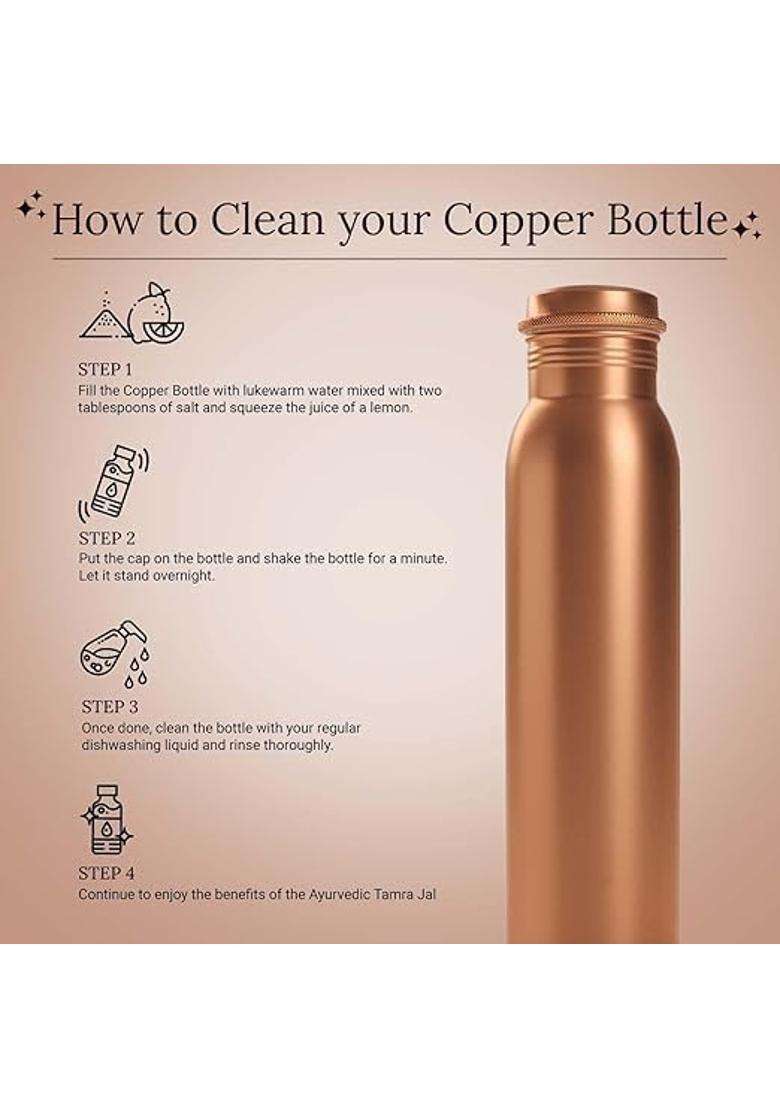 SHIFA CRAFT 100 Copper Water Bottle Leak Proof for Dining | 1 L | 1.1 Qt - Indya