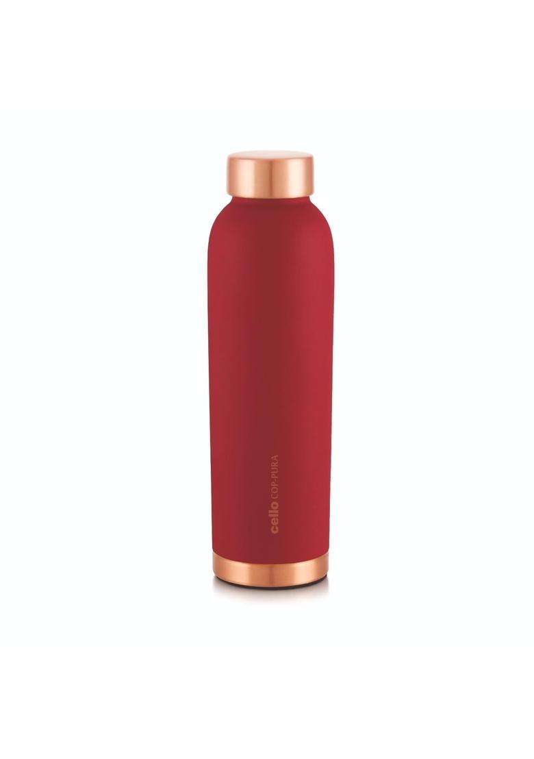 CELLO Evita Copper Water Bottle for Daily and Office Use | 1 L | 1.1 Qt | Leak Proof | Rust Resistant - Indya