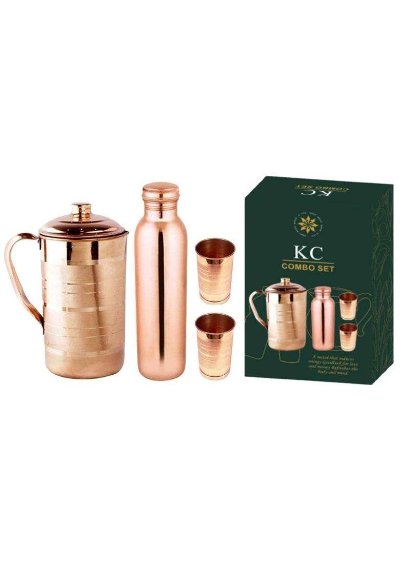 KC Copper Water Bottle and Jug Combo Set | 1000 ml | 33.8 fl oz - Indya