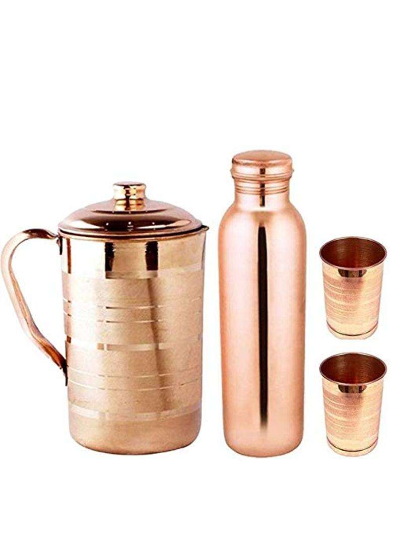 KC Copper Water Bottle and Jug Combo Set | 1000 ml | 33.8 fl oz - Indya