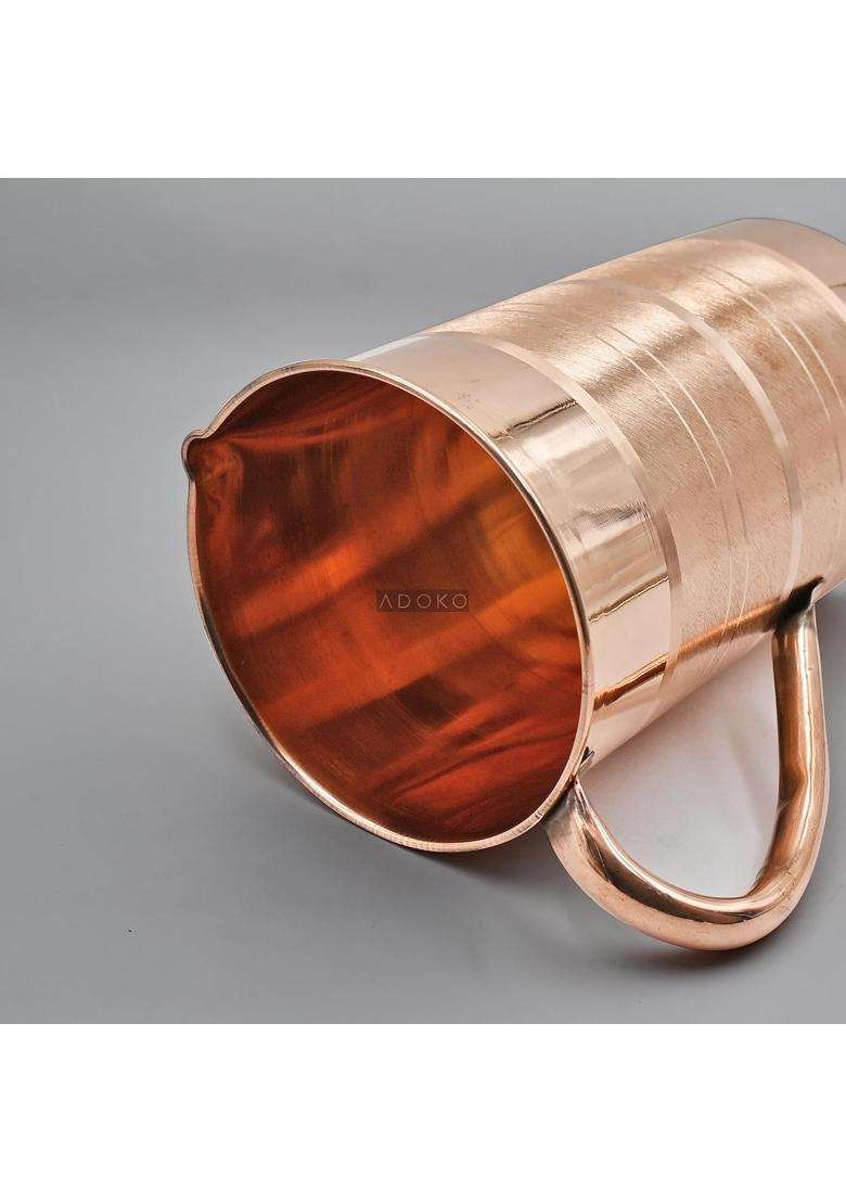Adoko Pure Copper Water Jug with 2 Copper Glasses | 2 L | 2.1 Qt - Indya