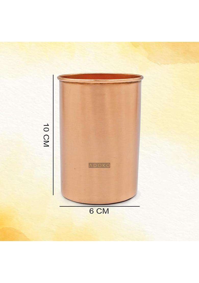 Adoko Pure Copper Water Jug with 2 Copper Glasses | 2 L | 2.1 Qt - Indya