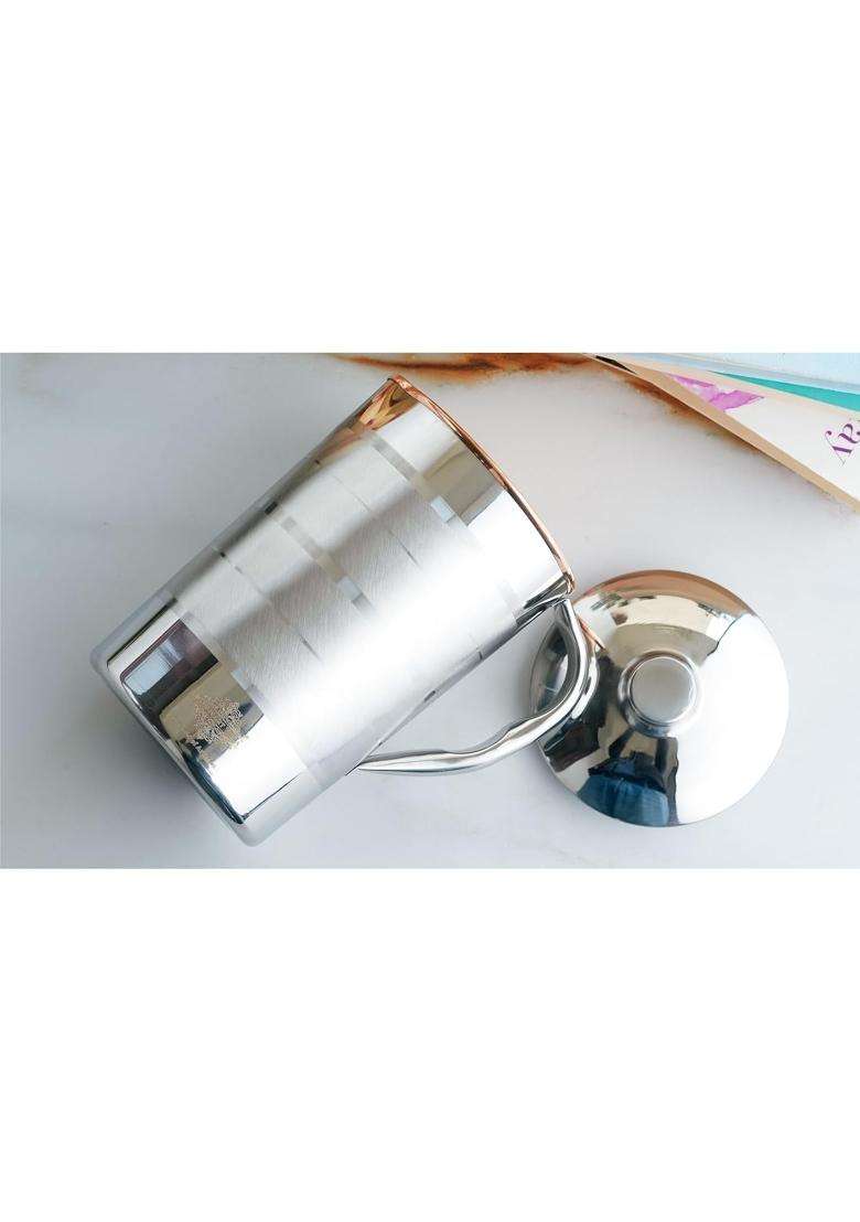 INDIAN ART VILLA Steel Copper Luxury Design Jug Pitcher | 1500 ml | 50.7 fl oz - Indya