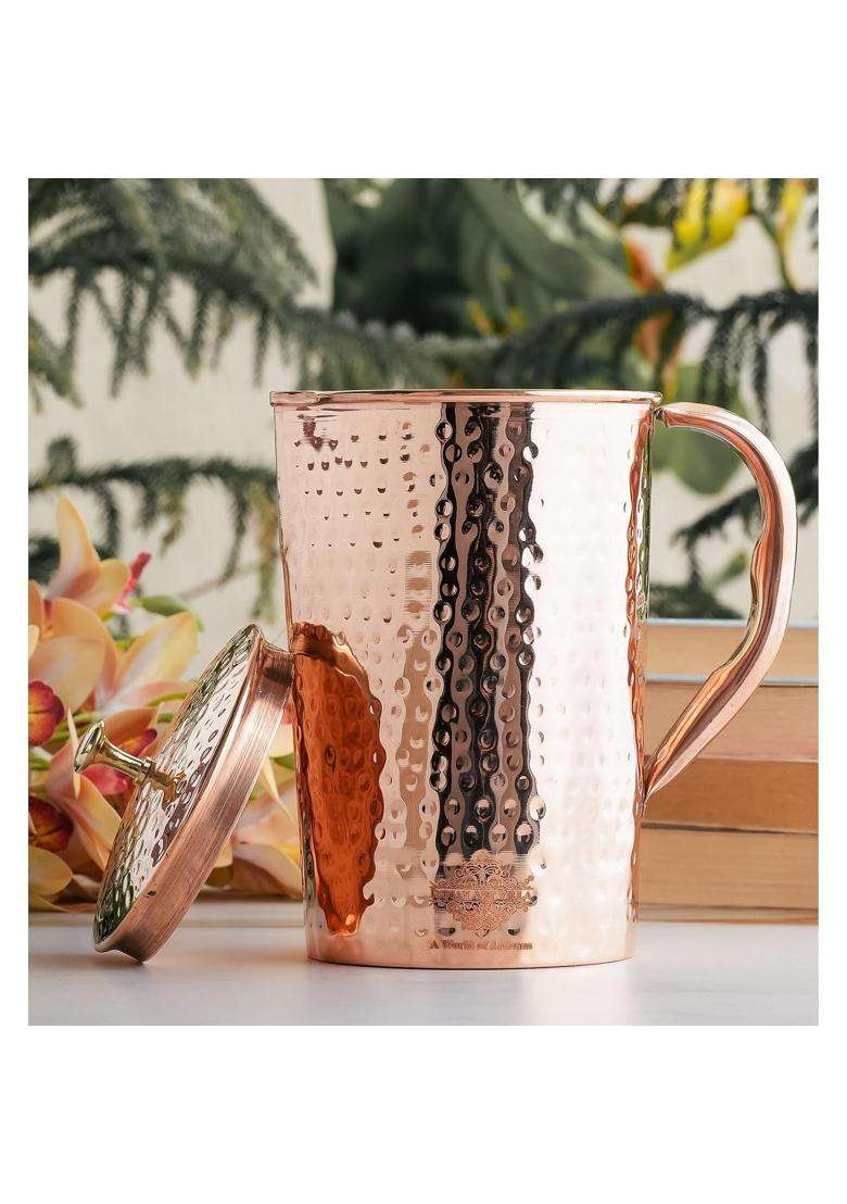 INDIAN ART VILLA Hammered Copper Carafes | 2000 ml | 67.6 fl oz - Indya