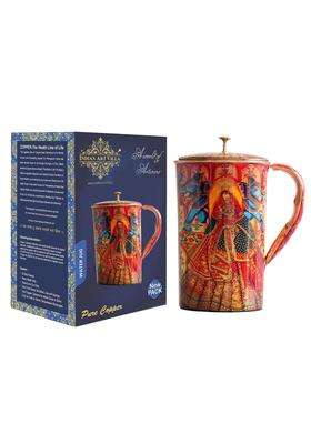 INDIAN ART VILLA Copper Water Jug Rajasthani Theme Printed | 1.5 L | 1.6 Qt