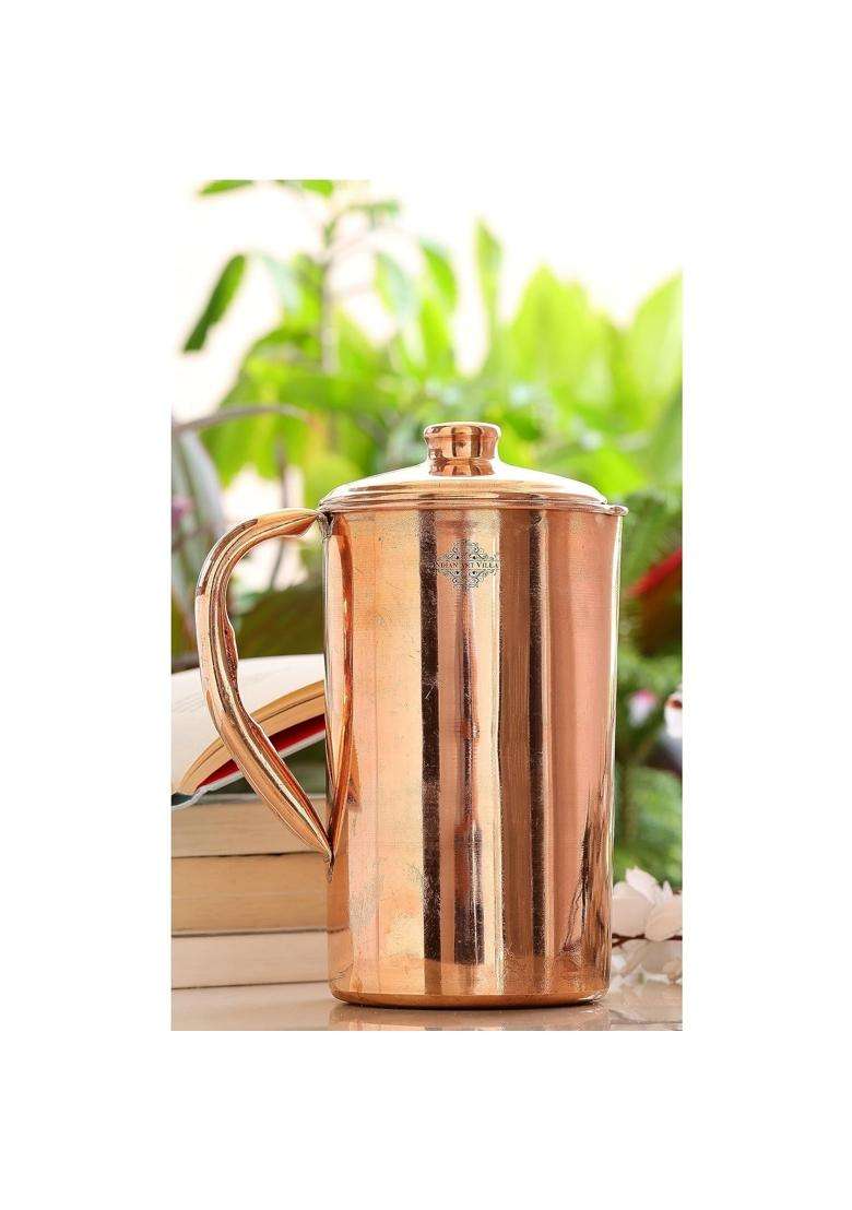 INDIAN ART VILLA Handmade Copper Jug with 2 Glass | 3-Piece Set - Indya