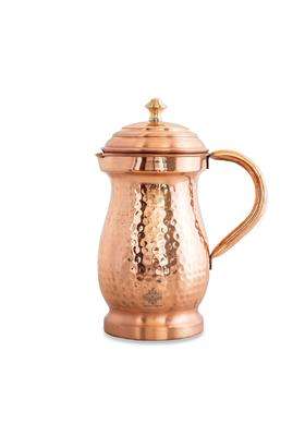INDIAN ART VILLA Hammered Mughlai Design Copper Jug Pitcher | 1600 ml | 54.1 fl oz