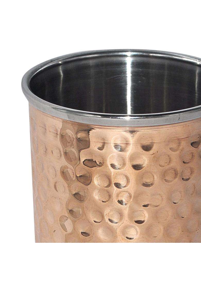 Prisha India Craft Pure Copper Jug Pitcher with 1 Tumbler Glass | 1800 ml | 60.9 fl oz - Indya