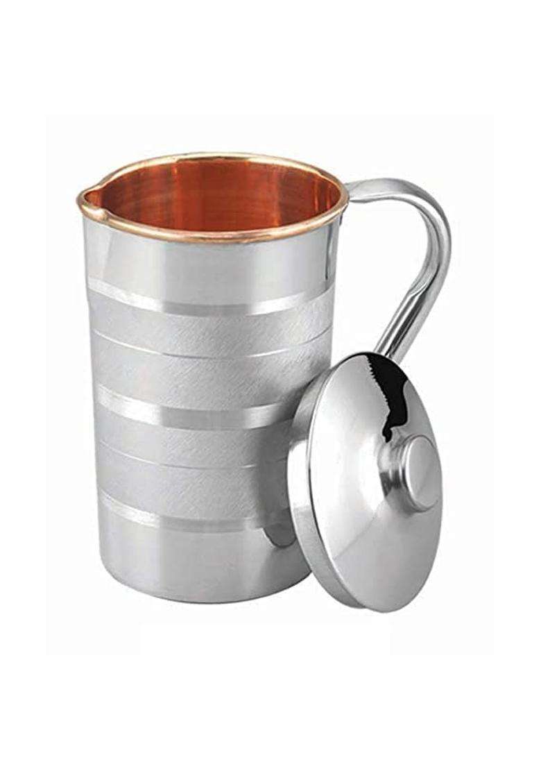 Copper-Master Handmade Copper Steel Water Jug with Stainless Steel Outer and Inside Pure | 1.5 L | 1.6 Qt - Indya