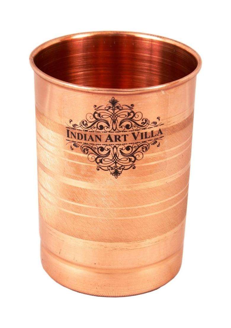 INDIAN ART VILLA Copper Jug Pitcher with 1 Glass Tumbler | 2-Piece Set - Indya