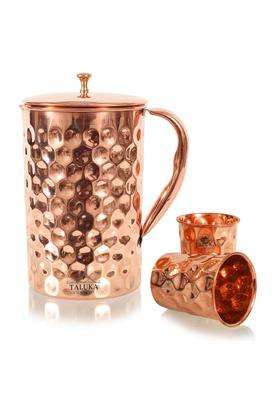 Taluka With T Logo Taluka Copper Diamond Design Jug with 2 Glass | 1500 ml | 50.7 fl oz