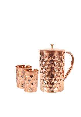 Taluka With T Logo Copper Diamond Design Set of Jug with 2 Glass | 1500 ml | 50.7 fl oz