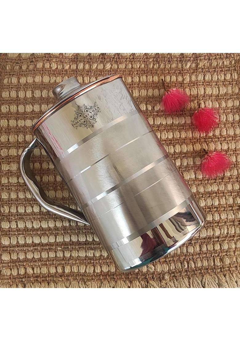INDIAN ART VILLA Steel Copper Lining Carafes | 1000 ml | 33.8 fl oz - Indya