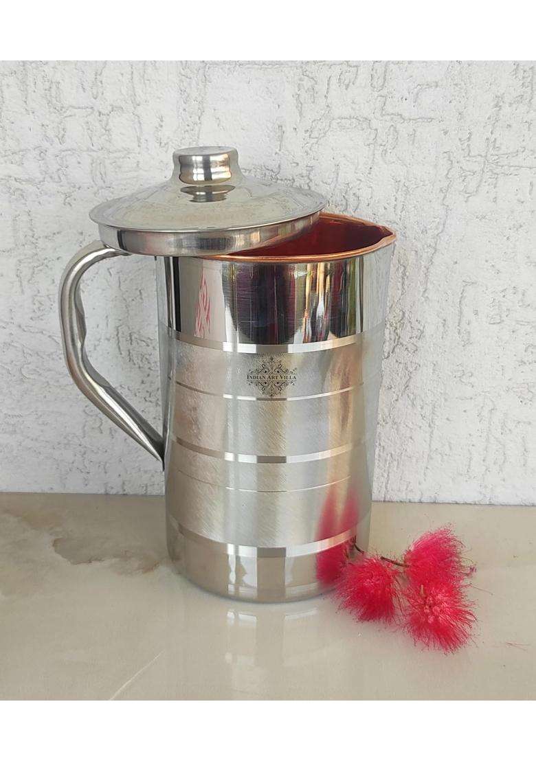 INDIAN ART VILLA Steel Copper Lining Carafes | 1000 ml | 33.8 fl oz - Indya