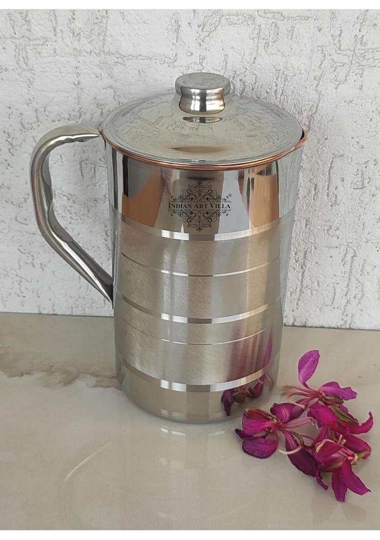INDIAN ART VILLA Steel Copper Lining Carafes | 1000 ml | 33.8 fl oz - Indya