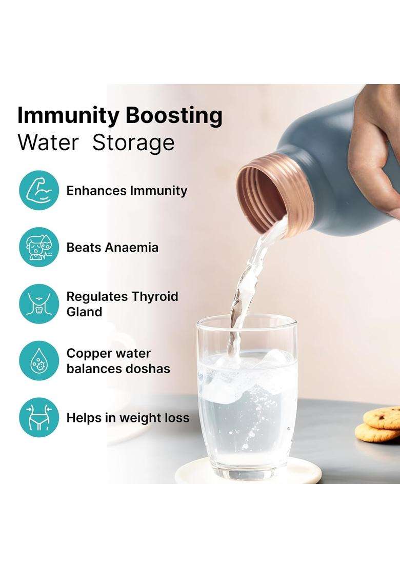 The Better Home Copper Water Bottle | 1 L | 1.1 Qt | BPA Free | Leak Proof - Indya