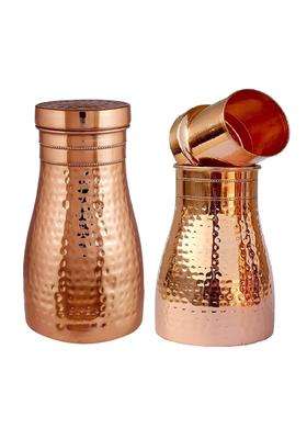 Adoko Pure Copper Bedside Water Bottle with Tumbler Lid | 1 L | 1.1 Qt