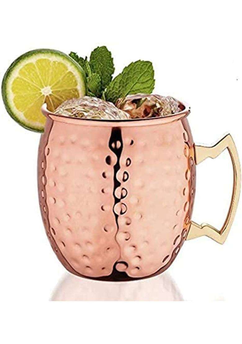 Copper-Master Pure Copper Hammered Mug Drinkware and Serveware with Many Ayurvedic Health | 400 ml | 13.5 fl oz - Indya