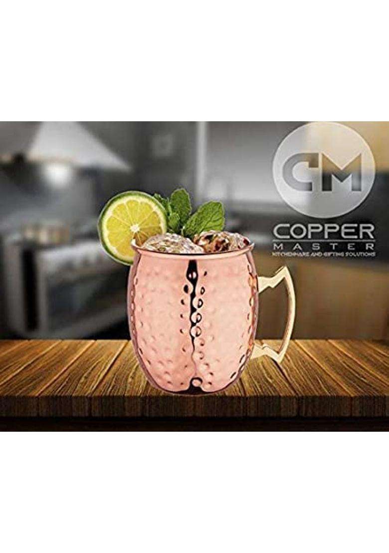 Copper-Master Pure Copper Hammered Mug Drinkware and Serveware with Many Ayurvedic Health | 400 ml | 13.5 fl oz - Indya