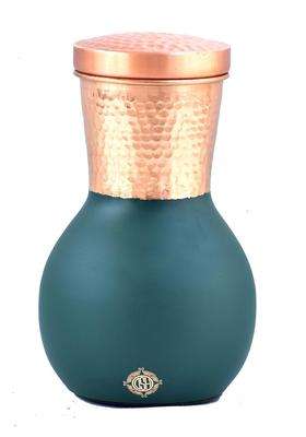 DSH CRAFTING YOUR CURIOSITY Bedroom Copper Bottle Jug with Inbuilt Glass Copper Pitcher Storage Water Home | 250 ml | 8.5 fl oz