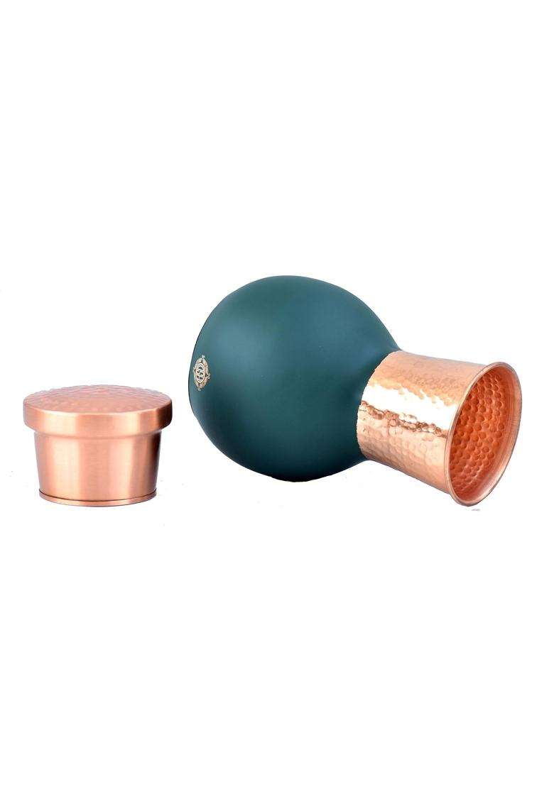 DSH CRAFTING YOUR CURIOSITY Bedroom Copper Bottle Jug with Inbuilt Glass Copper Pitcher Storage Water Home | 250 ml | 8.5 fl oz - Indya