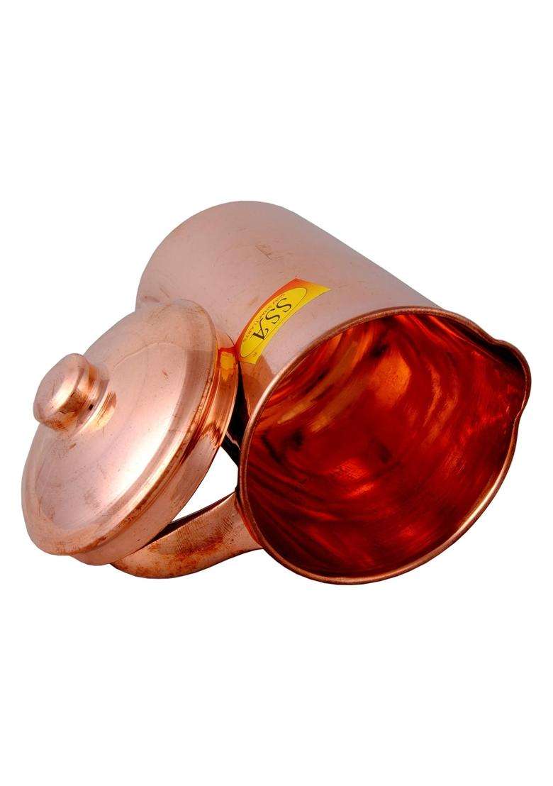 SHIV SHAKTI ARTS Plane Shinee Design Pure Copper Jug Pitcher | 1 L | 1.1 Qt - Indya