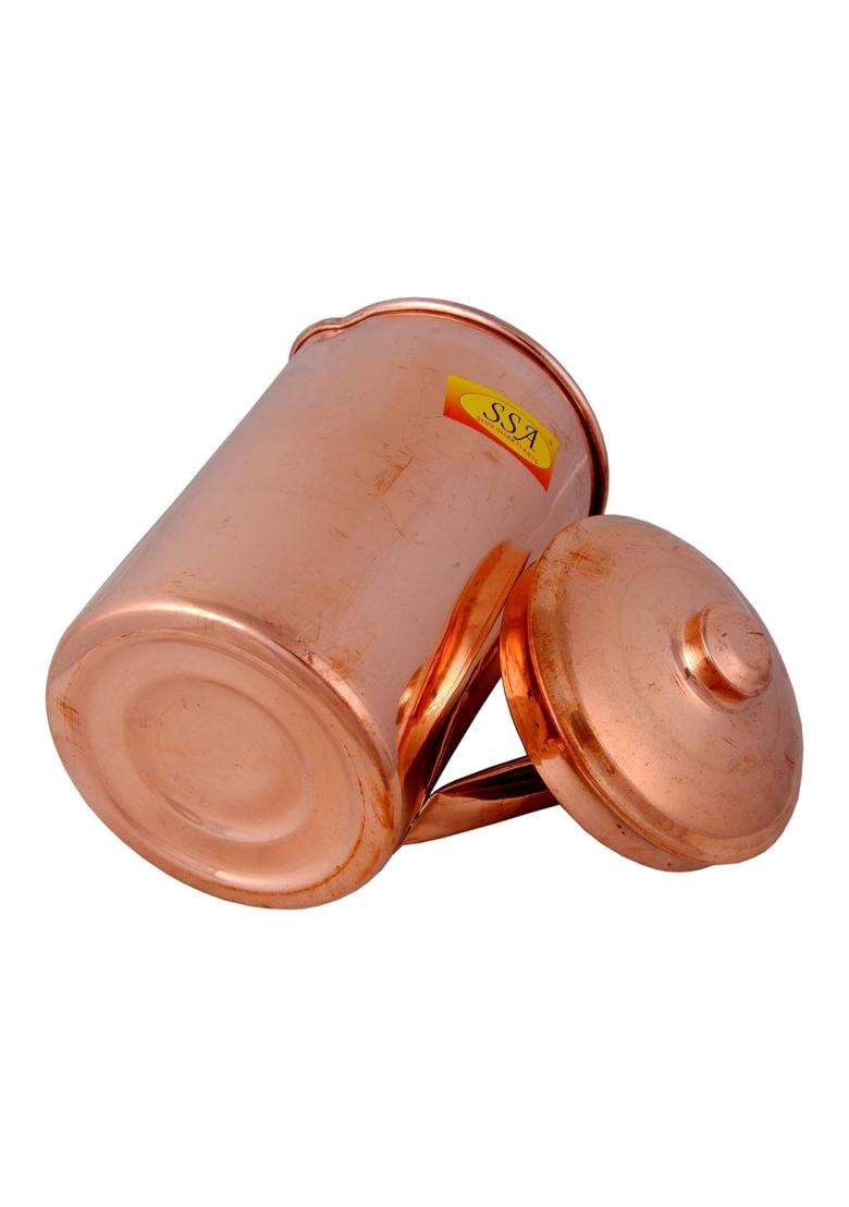 SHIV SHAKTI ARTS Plane Shinee Design Pure Copper Jug Pitcher | 1 L | 1.1 Qt - Indya