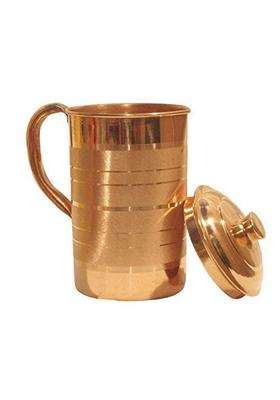 KITCHENZO Pure Copper Water Jug Smooth Finish Pitcher for Home Kitchen and Water Serving | 2 L | 2.1 Qt