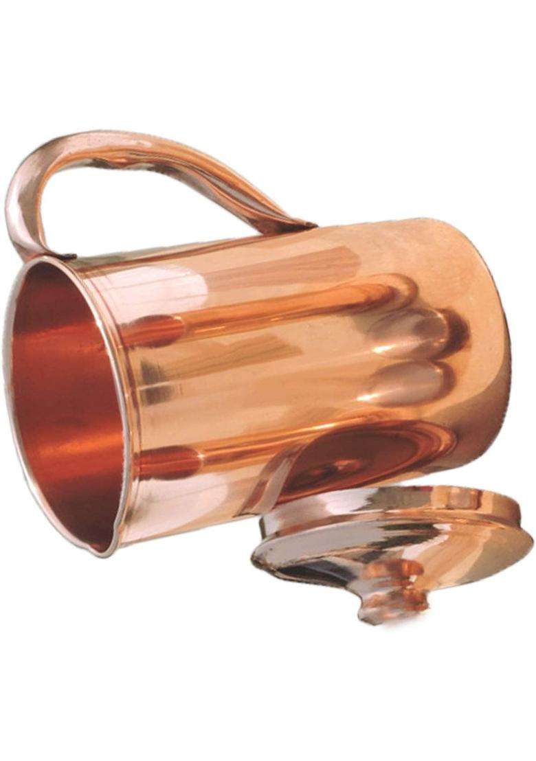 KITCHENZO Pure Copper Water Jug Smooth Finish Pitcher for Home Kitchen and Water Serving | 2 L | 2.1 Qt - Indya