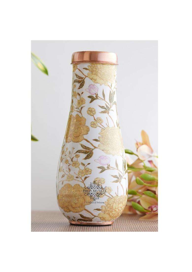 INDIAN ART VILLA Copper Gold Print Bedroom Bottle | 1500 ml | 50.7 fl oz - Indya
