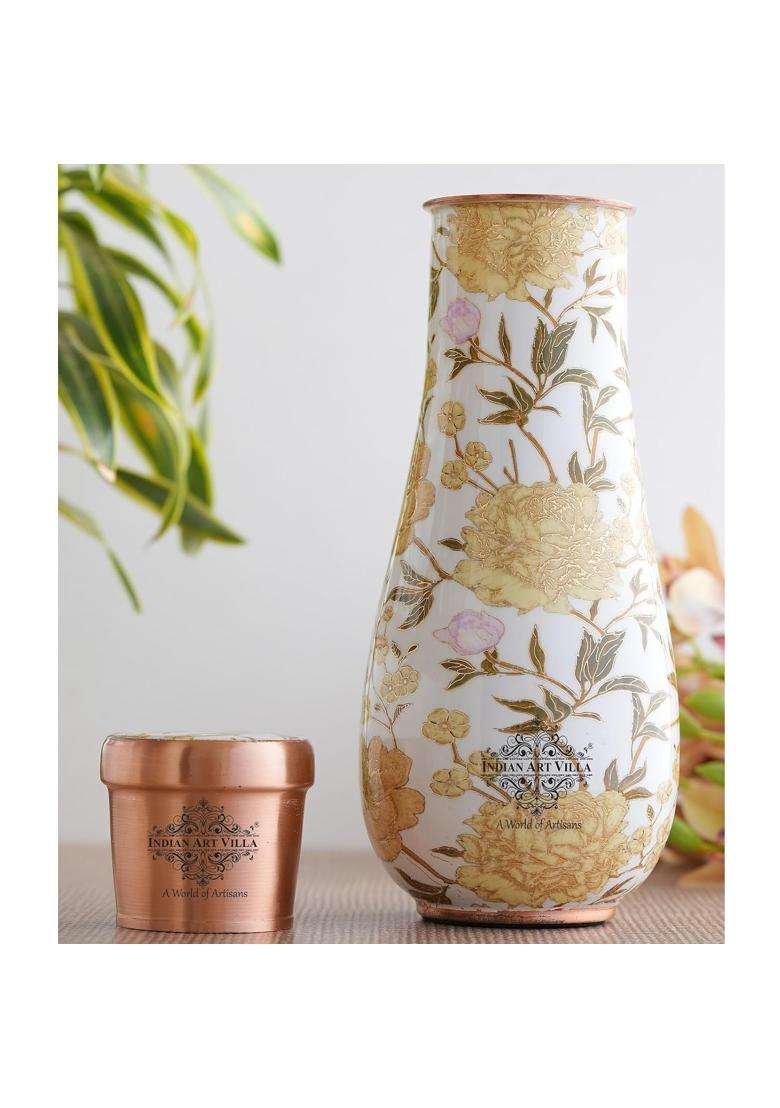 INDIAN ART VILLA Copper Gold Print Bedroom Bottle | 1500 ml | 50.7 fl oz - Indya