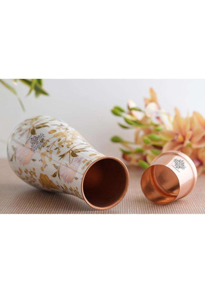INDIAN ART VILLA Copper Gold Print Bedroom Bottle | 1500 ml | 50.7 fl oz - Indya