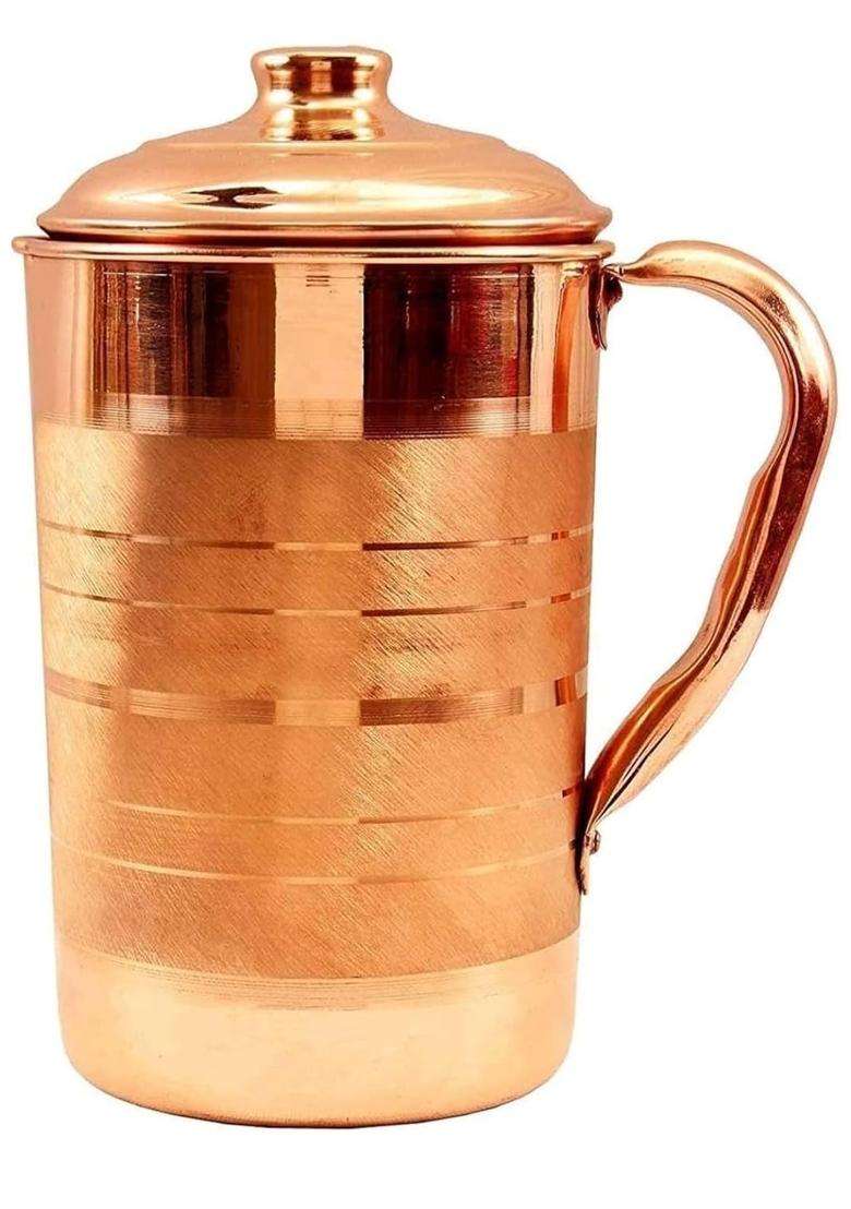 AAYU CRAFT KITCHENWARE FOR LIFE Pure Copper Water Jug Pitcher for Drinking and Storage - Indya