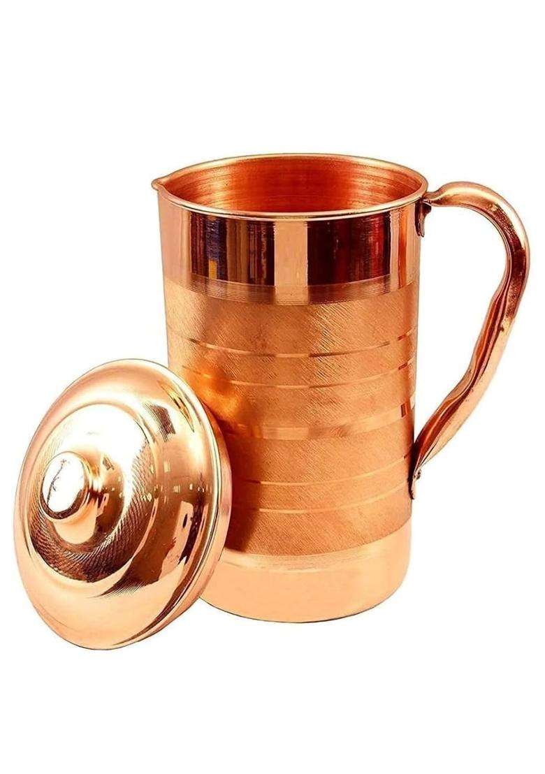 AAYU CRAFT KITCHENWARE FOR LIFE Pure Copper Water Jug Pitcher for Drinking and Storage - Indya