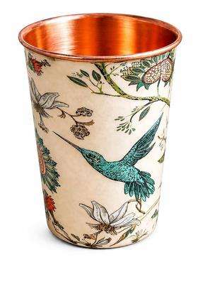 i2collections Copper Water Glass Capacity with Bird and Floral Design | 300 ml | 10.1 fl oz