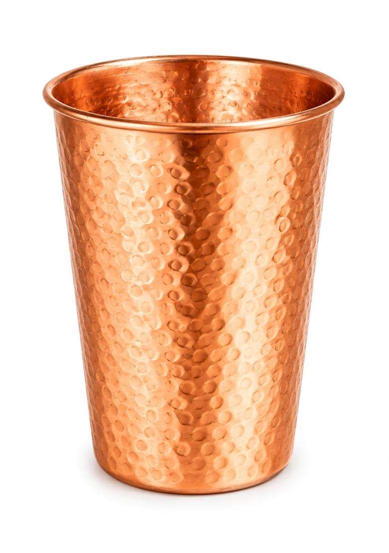i2collections Pure Copper Water Glass | 300 ml | 10.1 fl oz | Handcrafted | Hammered Finish - Indya