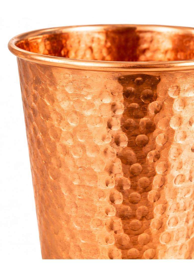 i2collections Pure Copper Water Glass | 300 ml | 10.1 fl oz | Handcrafted | Hammered Finish - Indya
