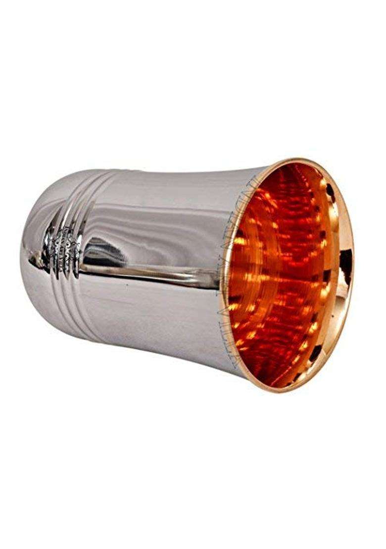 INDIAN ART VILLA Steel Copper Glass Tumbler Set | 250 ml | 8.5 fl oz | 4-Piece Set - Indya