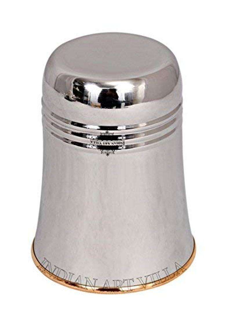 INDIAN ART VILLA Steel Copper Glass Tumbler Set | 250 ml | 8.5 fl oz | 4-Piece Set - Indya