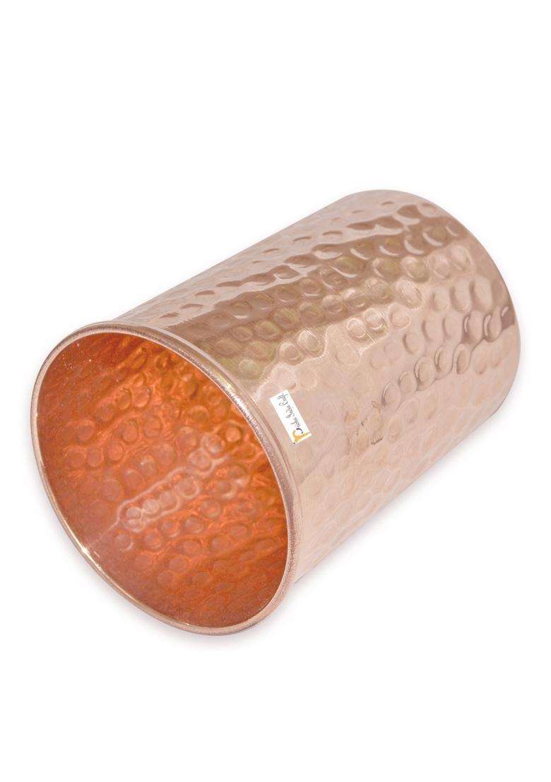 Prisha India Craft Hammered Copper Water Glass Tumbler | 250 ml | 8.5 fl oz - Indya