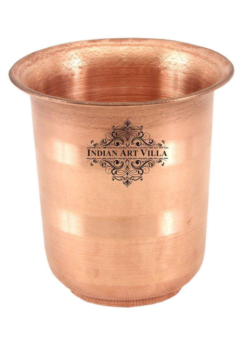 INDIAN ART VILLA Copper Pooja Glass Pure Copper Tumbler Cup for Drinking and Serving Water | 100 ml | 3.4 fl oz - Indya