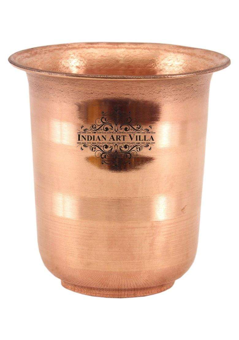 INDIAN ART VILLA Copper Pooja Glass Pure Copper Tumbler Cup for Drinking and Serving Water | 100 ml | 3.4 fl oz - Indya