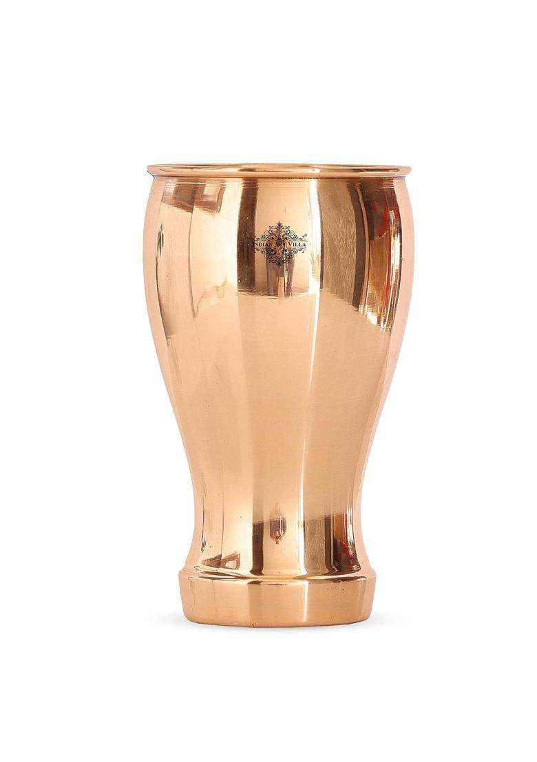 INDIAN ART VILLA 5.5 X 3.0 Pure Copper Wine Glass Goblet Tumbler Cup | 490 ml | 16.6 fl oz | 5.5 Inch - Indya