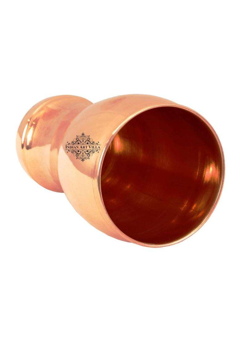 INDIAN ART VILLA 5.5 X 3.0 Pure Copper Wine Glass Goblet Tumbler Cup | 490 ml | 16.6 fl oz | 5.5 Inch - Indya